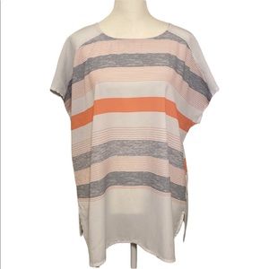 Sheer slouchy fit oversized striped top
